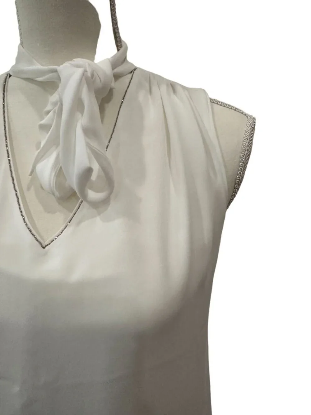 WHITE HOUSE BLACK MARKET WHBM White Bow Neck Tank Top Size 2P